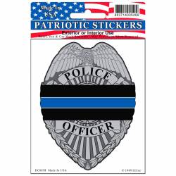 Thin Blue Line Police Officer Badge - Clear Window Decal