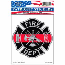 Thin Red Line Fire Dept Maltese Cross - Clear Window Decal