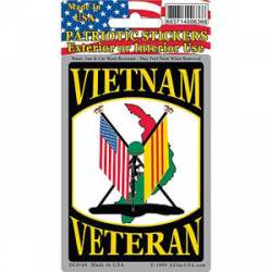 Vietnam Veteran American Flag & Vietnam Flag - Prismatic Rectangle Sticker