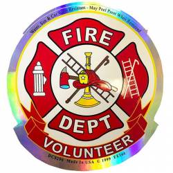 Volunteer Firefighter VFD - Round Prismatic Sticker