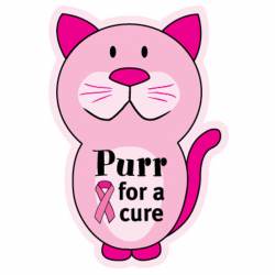 Purr For A Cure Breast Cancer Awareness - Cat Outline Magnet