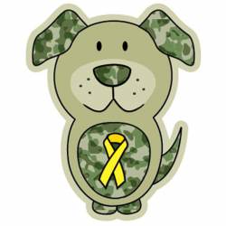 Support Our Troops Yellow Ribbon - Dog Outline Magnet