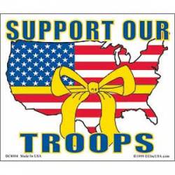 Support Our Troops Flag & Yellow Ribbon - Clear Window Decal