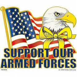 Support Our Armed Forces Eagle & American Flag - Clear Window Decal