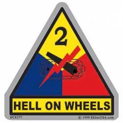 United States Army 2nd Armored Division Hell On Wheels - Prismatic Sticker
