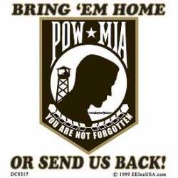 POW MIA Bring Em Home Or Send Us Back - Clear Window Decal