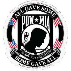 POW MIA All Gave Some Some Gave All - Clear Window Decal