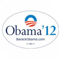 Barack Obama '12 - White Oval Sticker