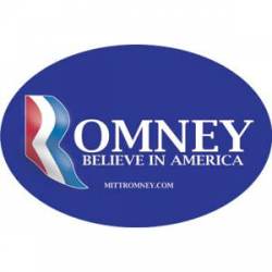 Mitt Romney Believe In America - Navy Oval Sticker