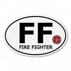 Firefighter & Maltese Cross - Oval Sticker