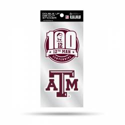Texas A&M University Aggies 12th Man Centennial - Double Up Die Cut Decal Set