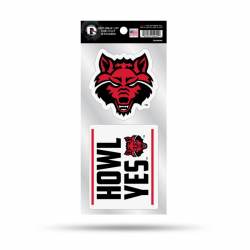 Arkansas State University Red Wolves Howl Yes Slogan - Double Up Die Cut Decal Set