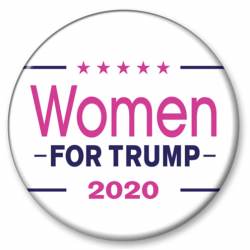 Women For Trump 2020 White & Pink - Campaign Button Pin