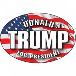Donald Trump For President 2016 American Flag - Oval Sticker