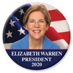 Elizabeth Warren President 2020 Flag Portrait - Campaign Button