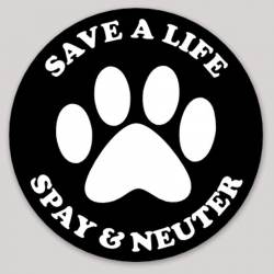Save A Life Spay & Neuter Black - Vinyl Sticker