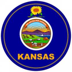 State Of Kansas - Round Reflective Sticker
