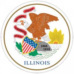 State Of Illinois - Round Reflective Sticker