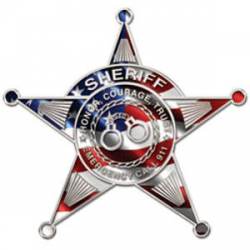 5 Point Sheriff Star Badge With Wavy US Flag - Reflective Sticker