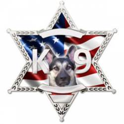 6 Point Sheriff Star K9 Unit With Wavy US Flag - Reflective Sticker