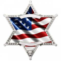 6 Point Star With Wavy US Flag - Reflective Sticker