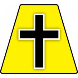 Reflective Black Cross Yellow Background - Helmet Tetrahedron Sticker