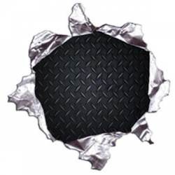 Black Diamond Plate Metal Rip - Reflective Sticker