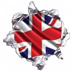 British Flag Metal Rip - Reflective Sticker