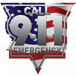 Call 911 Wavy American United States Flag - Reflective Sticker