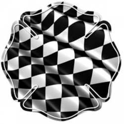 Checkered Flag Maltese Cross - Reflective Sticker