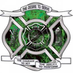 Desire To Serve Green Fire - Reflective Sticker