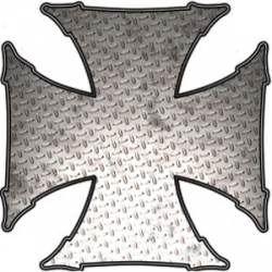 Diamond Plate Iron Cross - Reflective Sticker