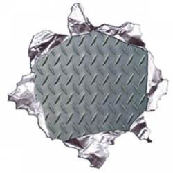 Diamond Plate Metal Rip - Reflective Sticker