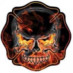 Fire Skull Maltese Cross - Reflective Sticker