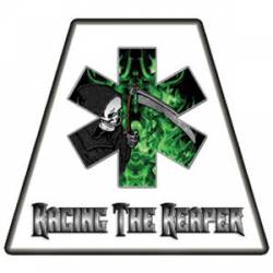 Racing The Reaper Green Fire - Tetrahedron Reflective Sticker