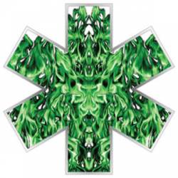 Green Fire Star Of Life - Reflective Sticker