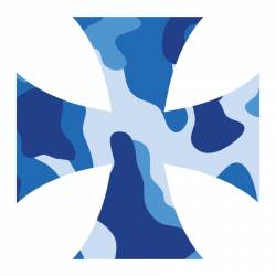Blue Camouflage Iron Cross - Reflective Sticker