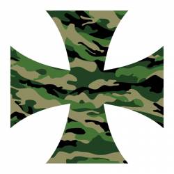 Green Camouflage Iron Cross - Reflective Sticker
