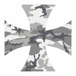 Grey Camouflage Iron Cross - Reflective Sticker