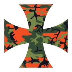 Orange Camouflage Iron Cross - Reflective Sticker