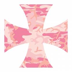 Pink Camouflage Iron Cross - Reflective Sticker