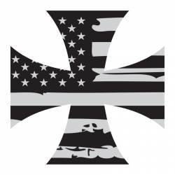 Distressed American Flag Iron Cross - Reflective Sticker