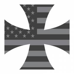 Subdued American Flag Iron Cross - Reflective Sticker