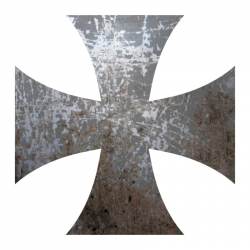 Distressed Metal Iron Cross - Reflective Sticker