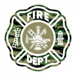 Green Camouflage Firefighter Maltese Cross - Reflective Sticker