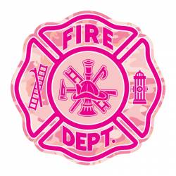 Pink Camouflage Firefighter Maltese Cross - Reflective Sticker