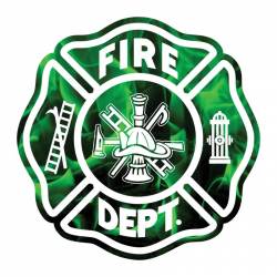 Green Fire Firefighter Maltese Cross - Reflective Sticker