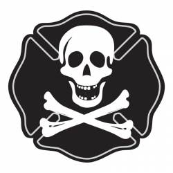 Skull & Crossbones Firefighter Maltese Cross - Reflective Sticker