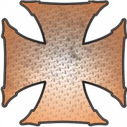 Orange Diamond Plate Iron Cross - Reflective Sticker