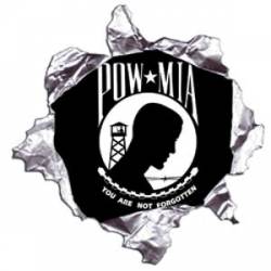 Pow Mia Metal Rip - Reflective Sticker
